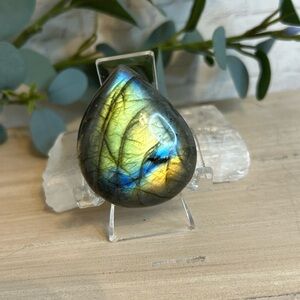 Labradorite Teardrop Shaped Cabochon NWOT Jeweler Piece Jewelry Making